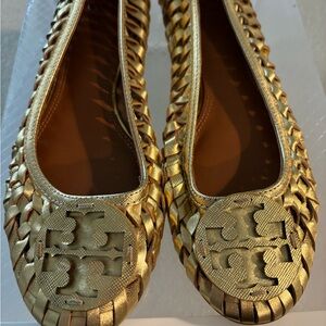 NWOT Tory Burch Huarache Gold Leather Ballet Flat